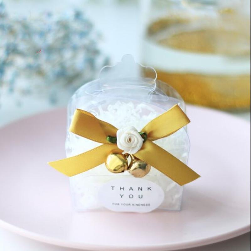 

2020 new style 6x4x6.5cm DIY thank you sticker cute European transparent crown candy box creative wedding box wedding gift
