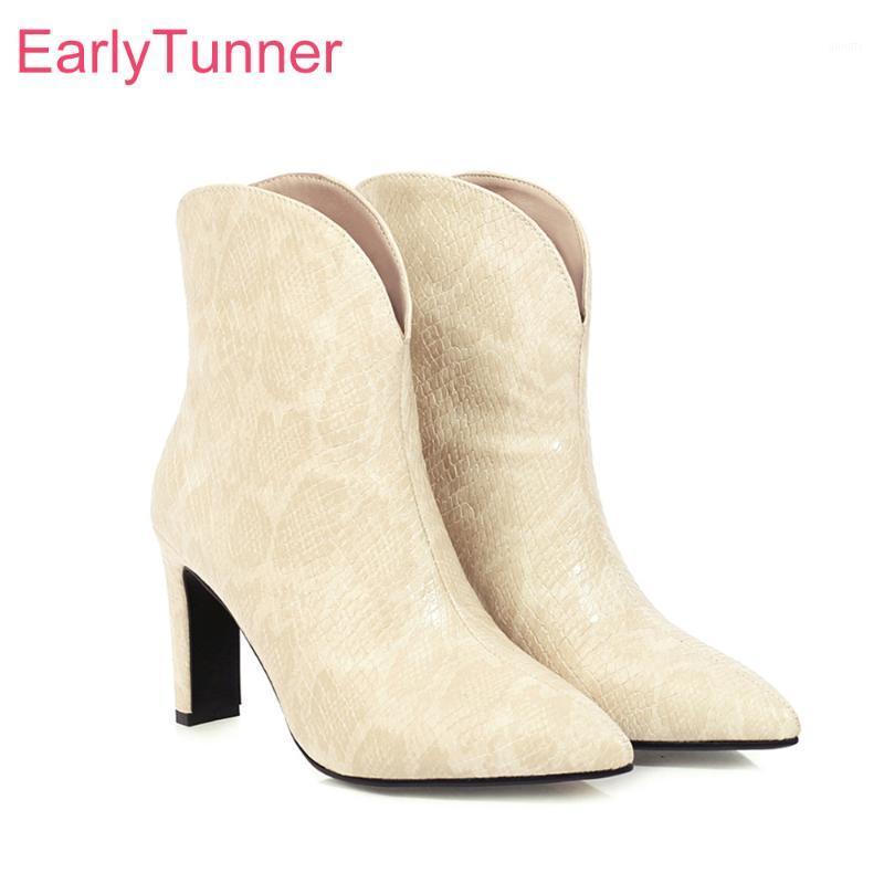 

Hot 2021 Winter Brand New Sexy Beige Brown Women Ankle Boots Pointed Toe High Heels Lady Dress Shoes Plus Big Size 11 43 46 481
