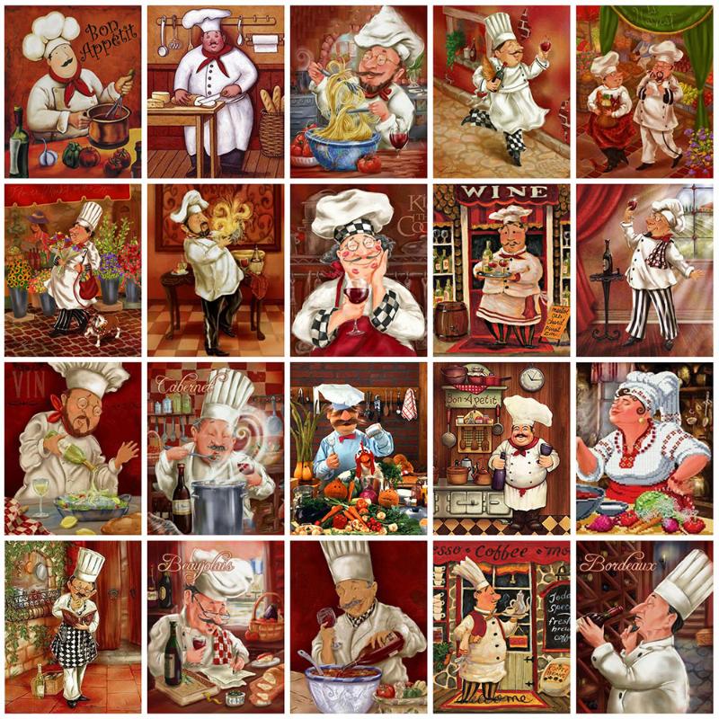 

Evershine 5D DIY Diamond Painting Chef Diamond Embroidery Cartoon Cross Stitch Mosaic Rhinestone Kitchen Home Decoration