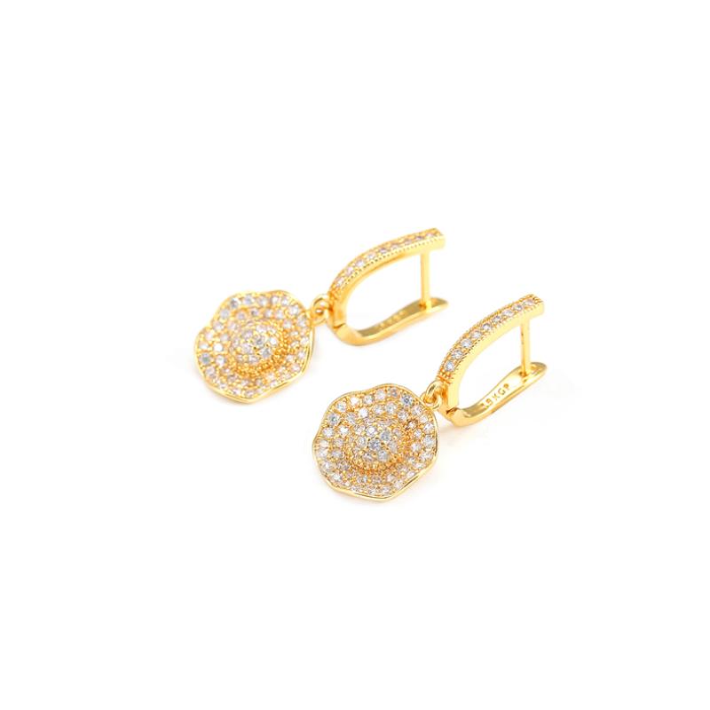 

Irregular design wedding drop earrings for women gold color CZ earings oorbellen fine jewelry