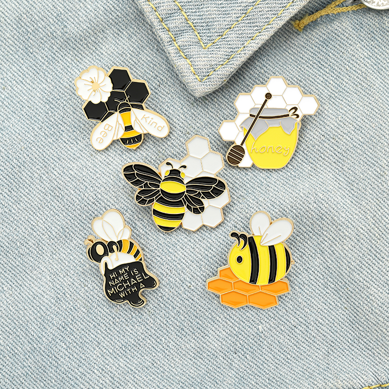 

Cartoon Cute Honey Bee Enamel Pins Colors Sweet Brooches For Kids Gift Lapel Pins Clothes Bags