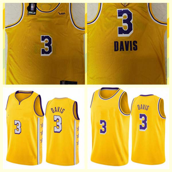 

Men Los Angeles Lakers Anthony Davis The main player basketball jersey, yellow embroidered basketball jersey, Black