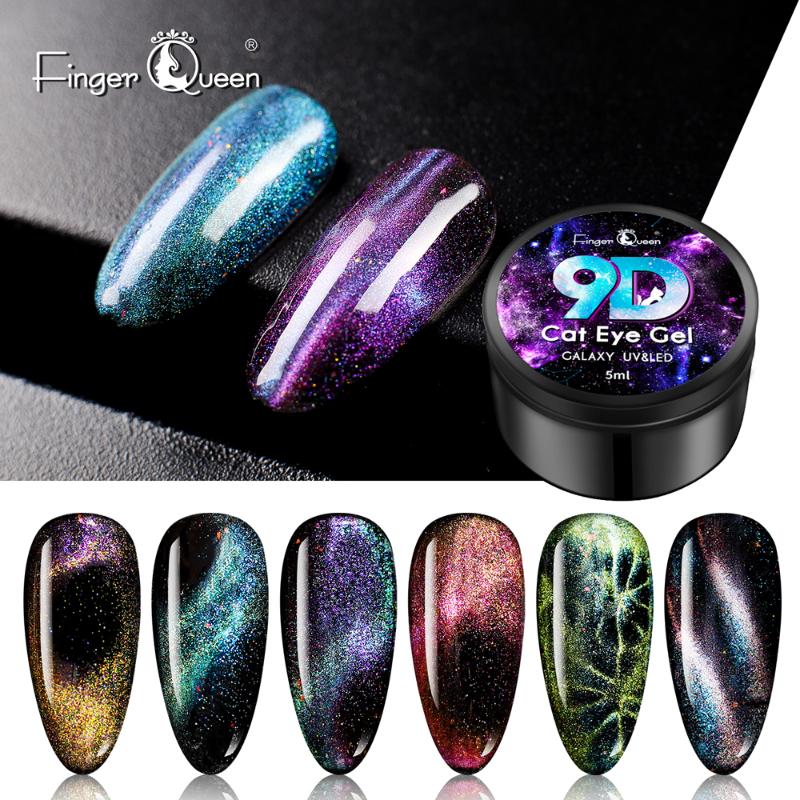 

9D Cat Eye Nail Gel Magnetic Soak Off UV Gel Chameleon Nail Polish Romantic Shining Lacquers 5ml Black Base Need, 05