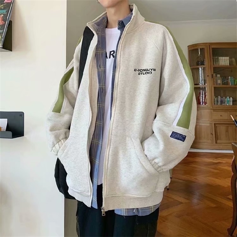 

new men students add wool coat in the spring and autumn winter cardigan easing trend 201119, Gray