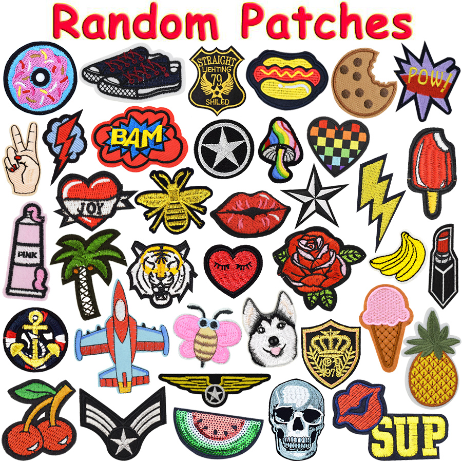 30PCS Diy Random patches for clothing iron on patche sewing tool accessories badge applique iron embroidered patch stickers for clothes bag
