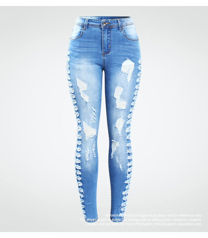 Acquistare 2145 Youaxon Nuovo Arrivato Plus Size Elastico Jeans Strappati  Laterale Della Donna Distressed Denim Skinny Matita Dei Pantaloni Le Donne  201014 Economico | Consegna Veloce E Qualità | It.Dhgate