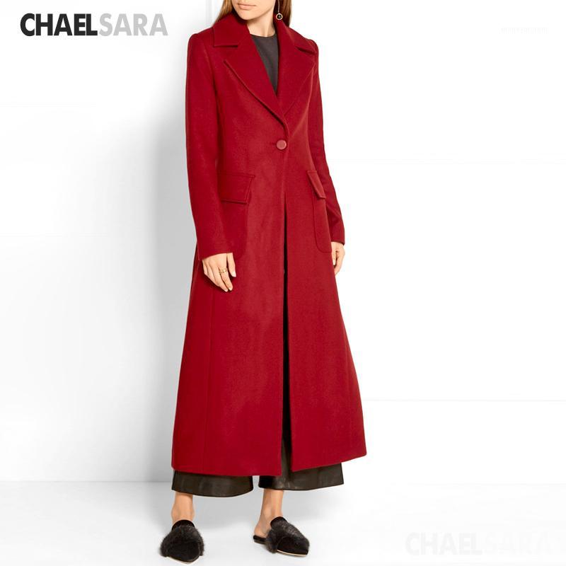

2020 New Women Wool Blends Coat Winter Autumn Female Long Sleeve Single Button Long Jacket Female Casual Windbreakers1, Red