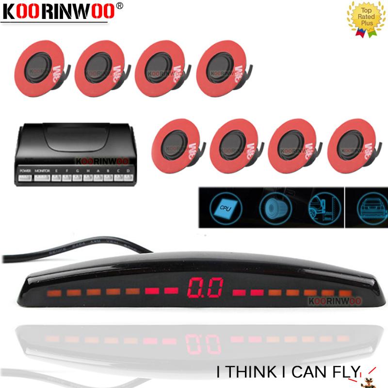 

Koorinwoo Electromagnetic Parking sensor 8 Led Screen Original 13MM Flat Parking Radars Buzzer Detector Parkmaster black silver car