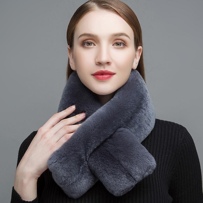 

NH Women's Real Fur Scarf High Quality Natural Whole Big Rex Fur Scarves Thick Warm Winter Fashion New Arrival WJW020