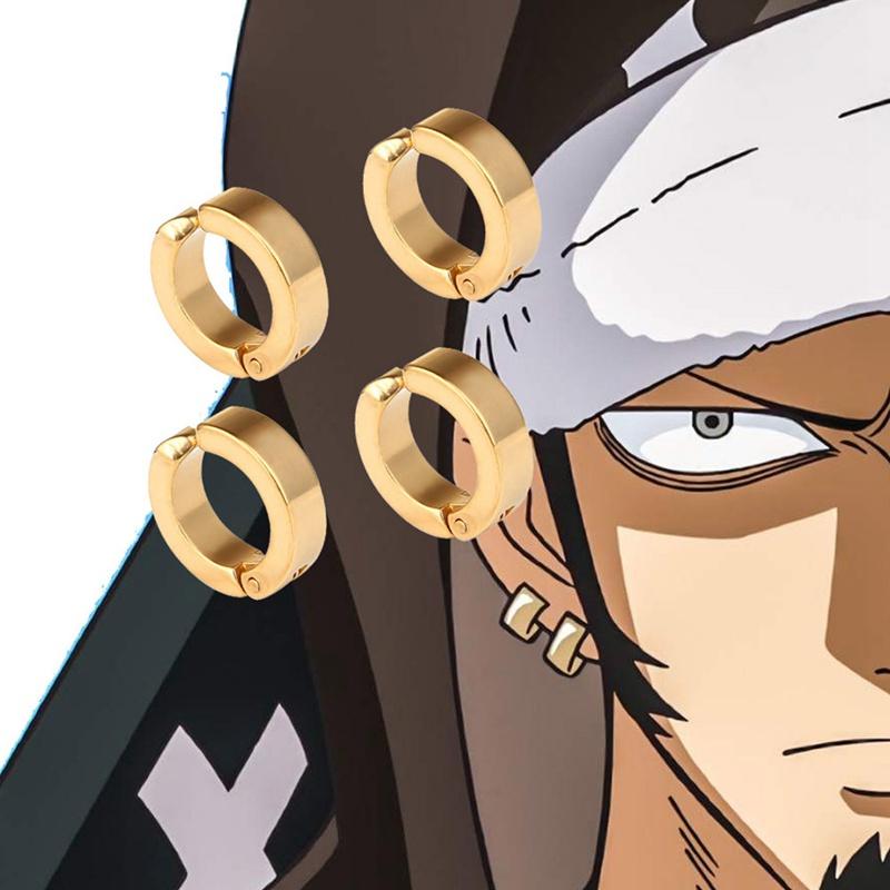 

Hoop & Huggie Trafalgar Law Cosplay Earrings Clip Jewelry Halloween Metal Custom Gift Earring Drop Ship