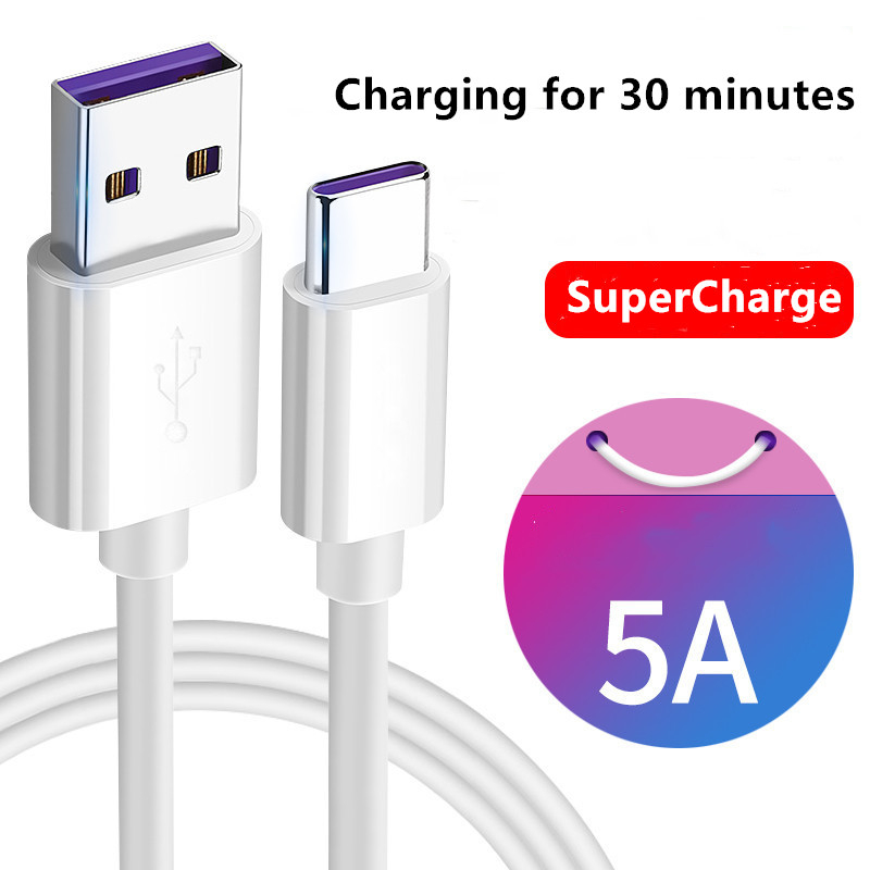 

1M 5A Supercharge cable For Huawei Samsung Moto LG USB Cable Type C Cable USB 3.1 Type-C fast charging Cables, White