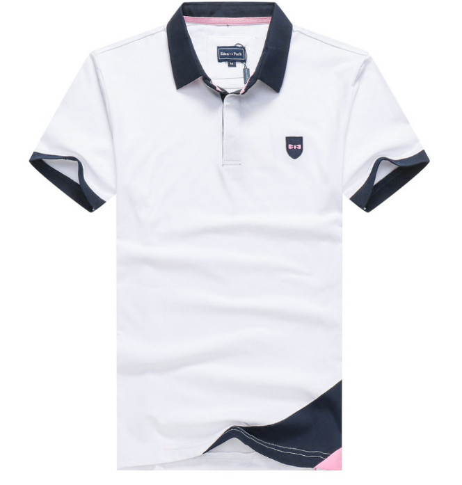 

Embroidery Neck Eden Park 2020 New Strech cotton Men short sleeve shirts Homme High quality Trend Style Polos shirt -3XL, Blue