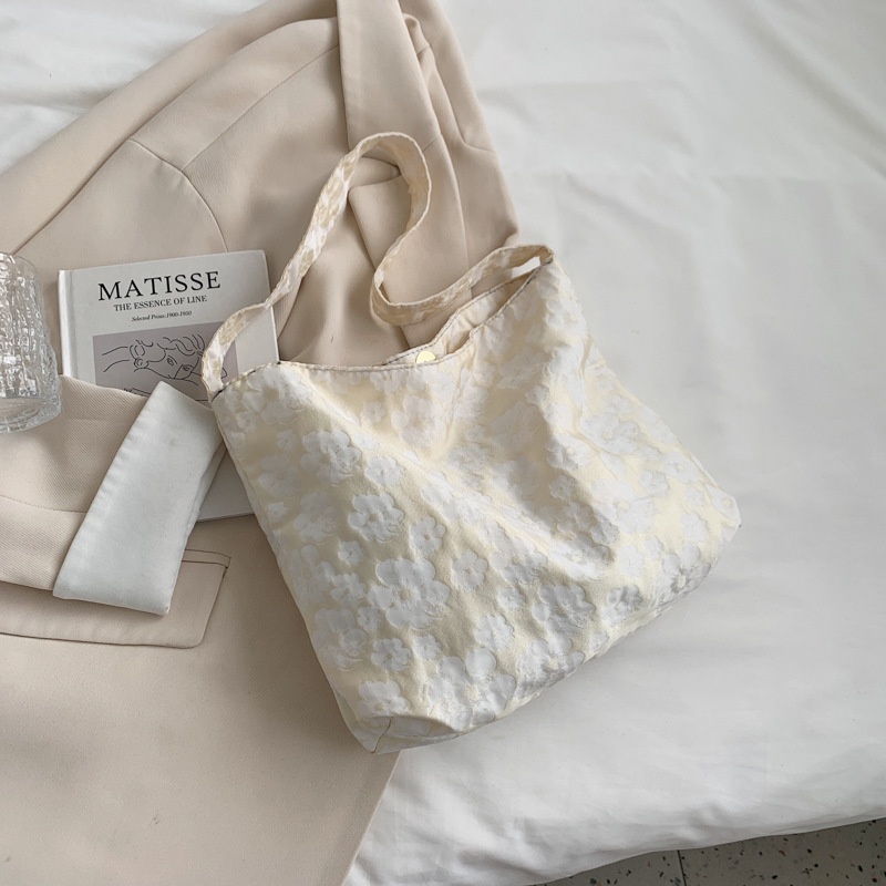 

Casual diagonal canvas bag new fresh small flowers high quality ladies simple fashion shopping hand shoulder bag, No bags