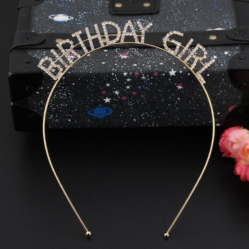 

Metal Rhinestone Inlaid Headband Birthday Girl Hair Hoop Party Crown Supplies Simple Sweet Girls Hair Headband Accessory NE