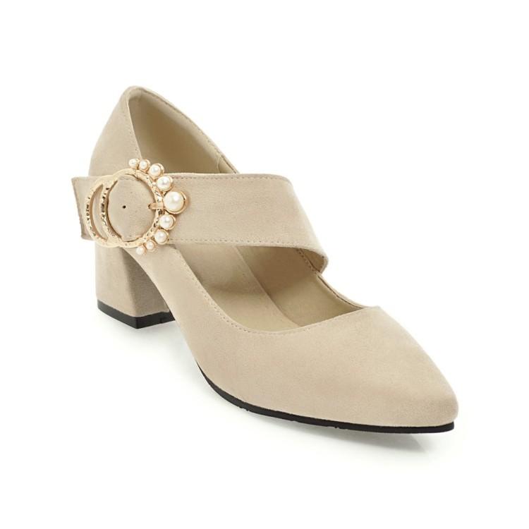 

Plus Size Pointed Mary Jane single shoes ladies high heels women shoes woman pumps, Beige