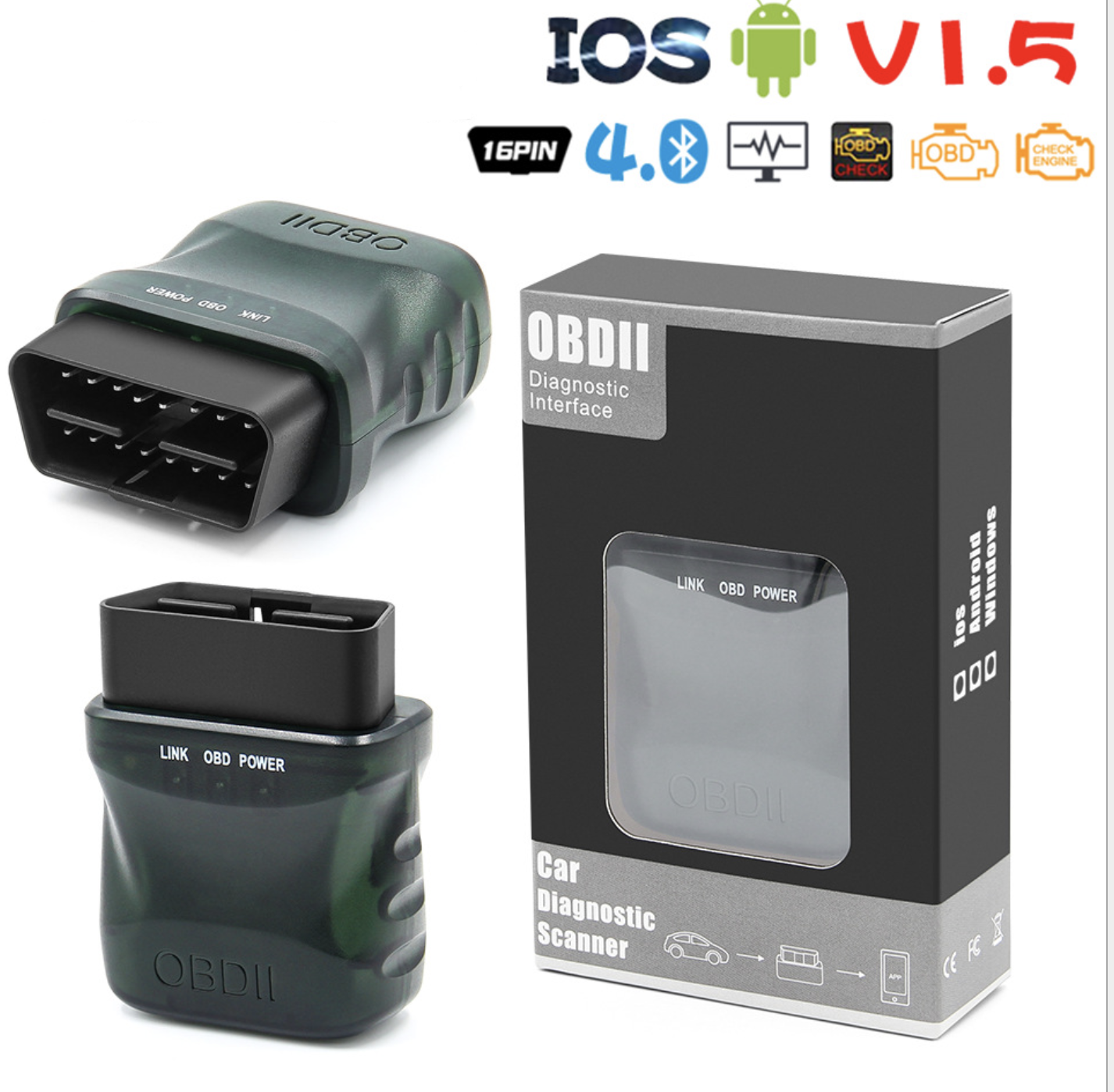 

ELM327 Bluetooth 4.0 OBD 2 OBD2 ELM 327 wifi Car Diagnostic For Android/IOS Scanner Auto Tools OBDLINK Power