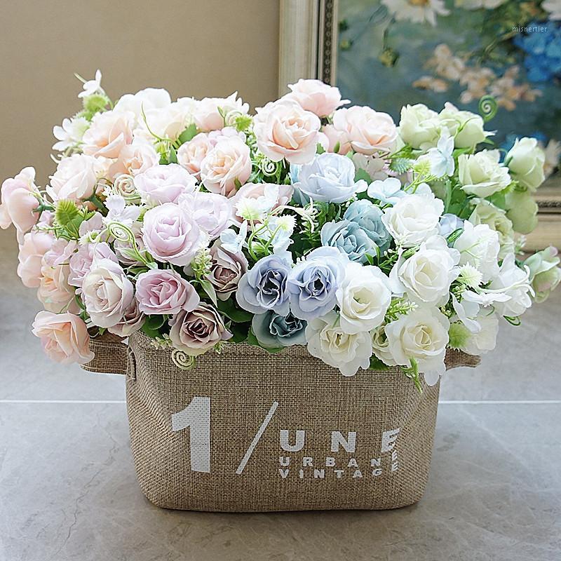 

5 fork small roses bouquet vases for home decor christmas decor for home wedding bridal accessories clearance artificial plants1
