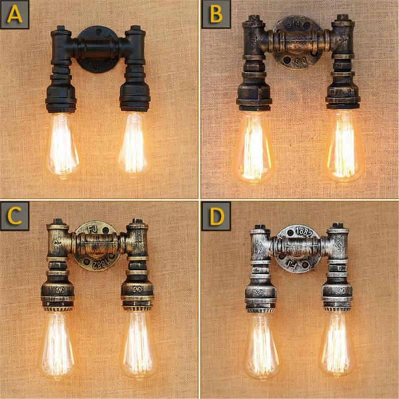

Minimalist Simple Rustic Iron Pipe Lights Art Wall Decor Sconces for Home Warehouse Stair Bar Coffee Shop Restaurant Lamp