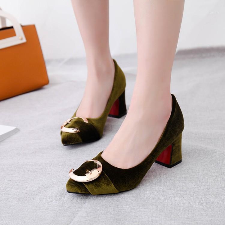 

Big Size 11 12 13 14 15 16 17 ladies high heels women shoes woman pumps Suede pointed, shallow, thick heel metal decoration1, Black