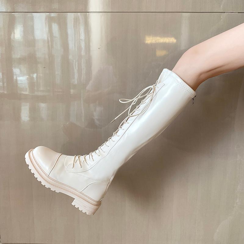 

Knee High Boots Platform Women Shoes Chunky Motorcycle Boots Women Thick Sole Thigh High Knee Goth Punk Shoes Botas1, Black