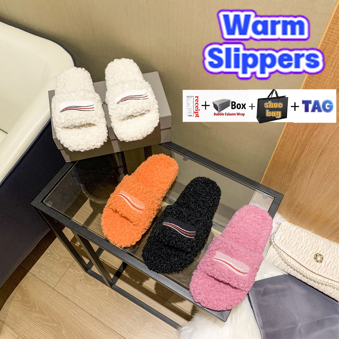 

Fashion Furry Plush Designer Slippers Warm Winter Political Campaignc With Box Black White Soft Comfortable Women shoes Pink Orange Sandals Men Sneakers, #6- bubble wrap packaging