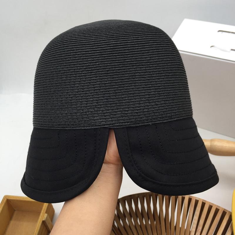 

New summer sun block face han edition bump color bucket hat fisherman straw hat shop female small sun brim, Black