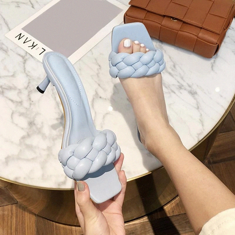 

Women Thin High Heel Woman 2020 Fashion Slipper Casual Slides Female Shoes Ladies Solid Open Toe Slip On Summer Outdoor Shoes #Do4y, Black