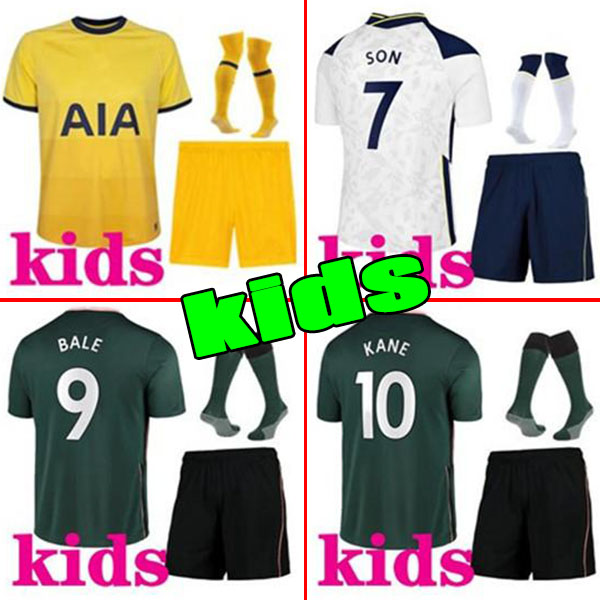 

2020 2021 KANE SON BERGWIJN BALE Soccer Jerseys 20 21 LUCAS SPURS DELE TOTTENHAM Men kids sets BALE NDOMBELE Football kit shirt uniforms, Black
