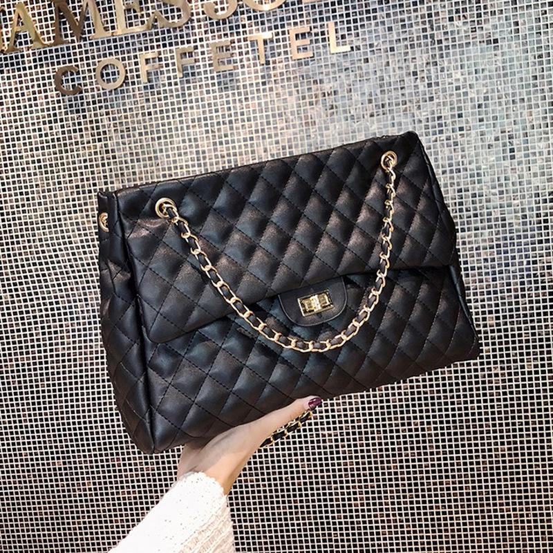 

Shoulder Bags Large-capacity Women's 2021 Spring Handbags Korean Version Of Fashion Rhombic Bag Trend All-match Messenger, Black