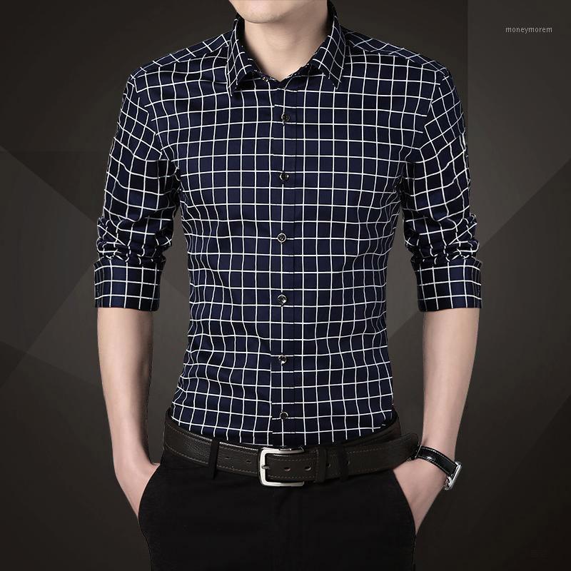 

New spring Autumn winter Fashion male Clothes Slim Fit Men Long Sleeve dress Shirt Men Plaid Cotton Casual cotton shirts1