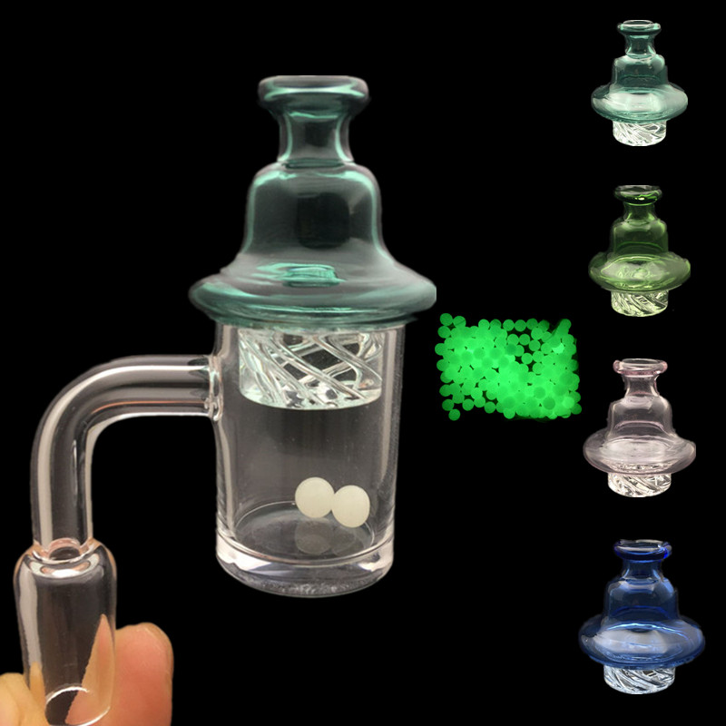 

10mm 14mm 18mm Female Male Quartz Banger Nail with color green blue pink Spinning Carb Cap and Terp Pearl For dab oil rig Bongs