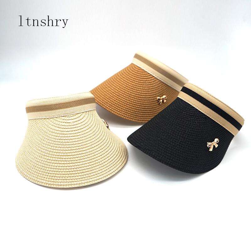 

2020Fashion Bow Women Caps Casual Vacation Hat Beach Sun Straw Cap