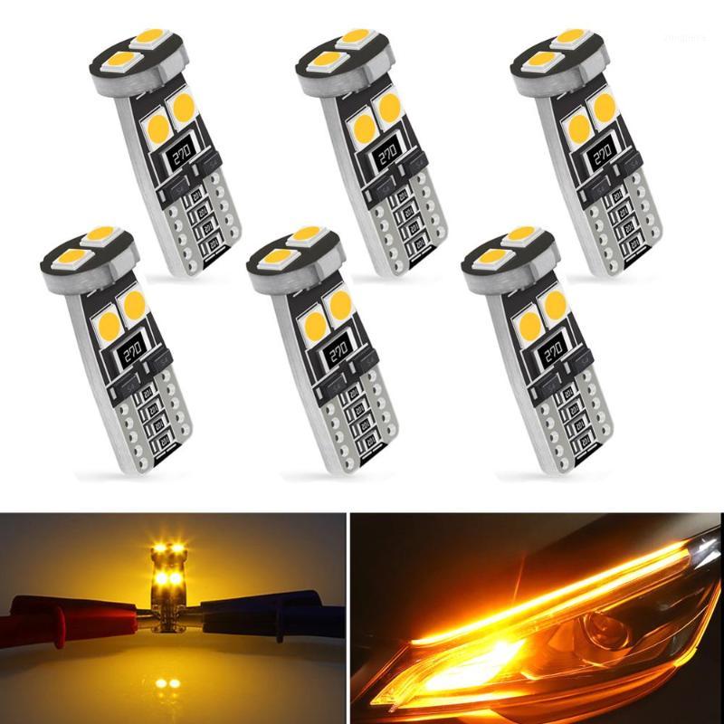 

6x Canbus T10 W5W 168 194 LED Bulbs Amber white Car Interior Lights Super Bright 3030 Chip 6SMD License Plate Auto Reading Lamp1, As pic