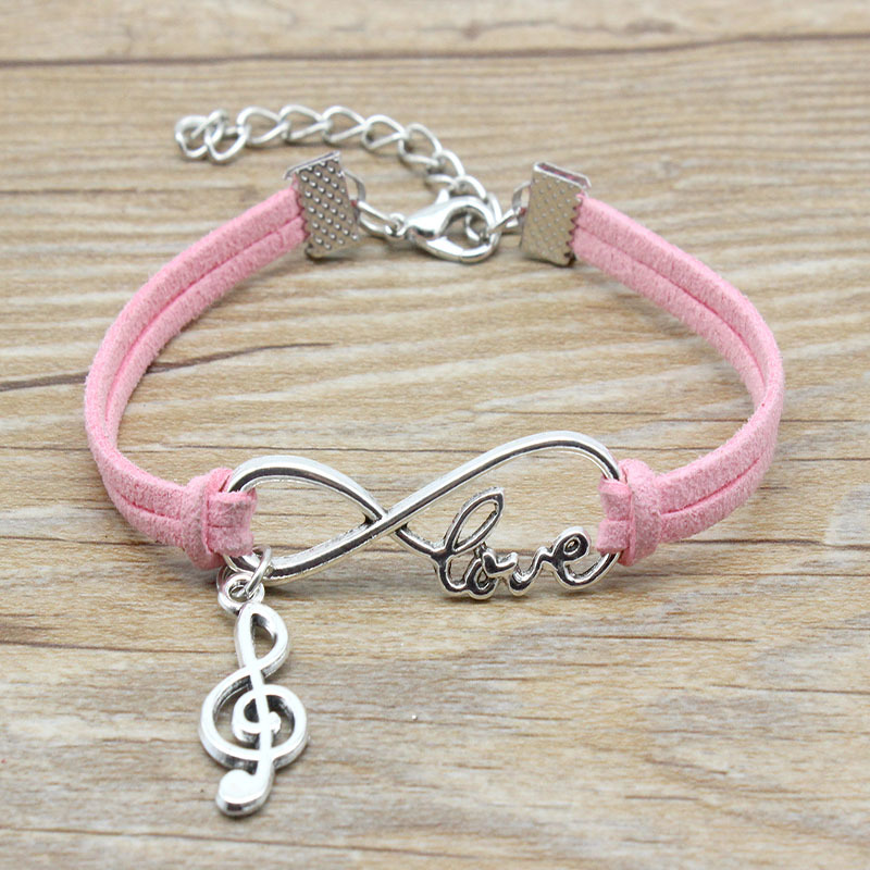 

Infinity Love Musical Note Charm Bracelet Suede Leather Adjustable Bracelets Women Girl Minimalist Best Friends Gifts Jewelry