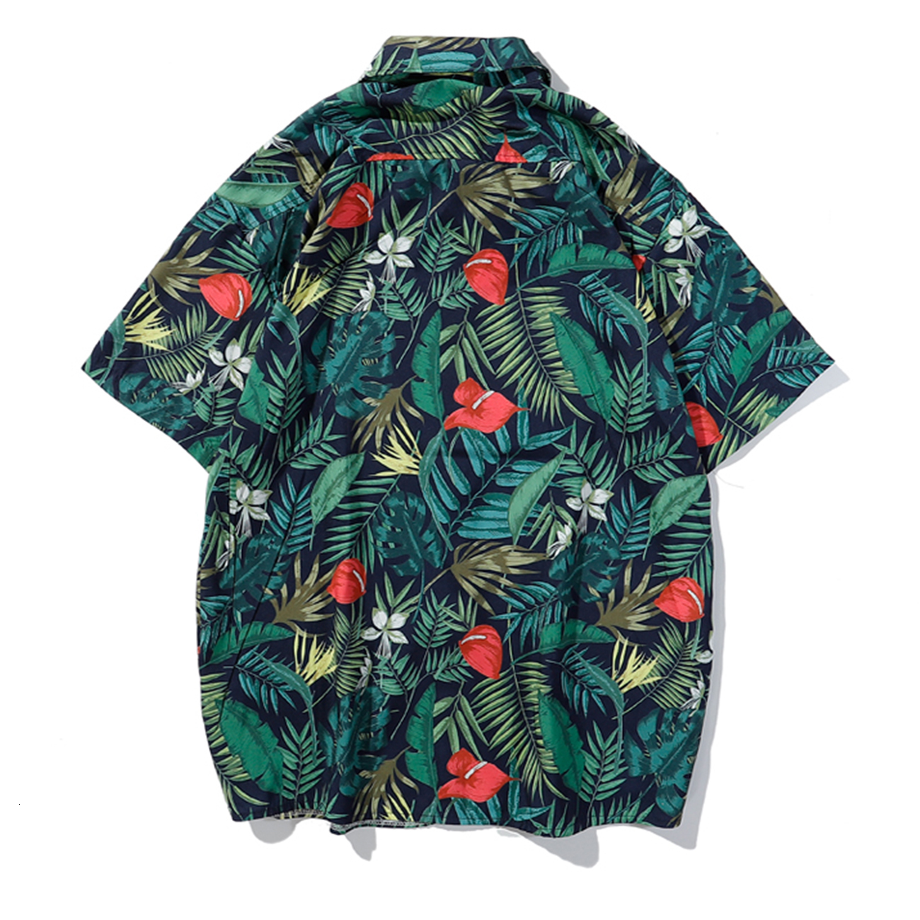 

2021 New Aelfric Eden Tropical Plant Print Hip Hop Men Shirts Streetwear Harajuku Loose Short Sleeve Summer Hawaii Beach Tpos Green Rtkw