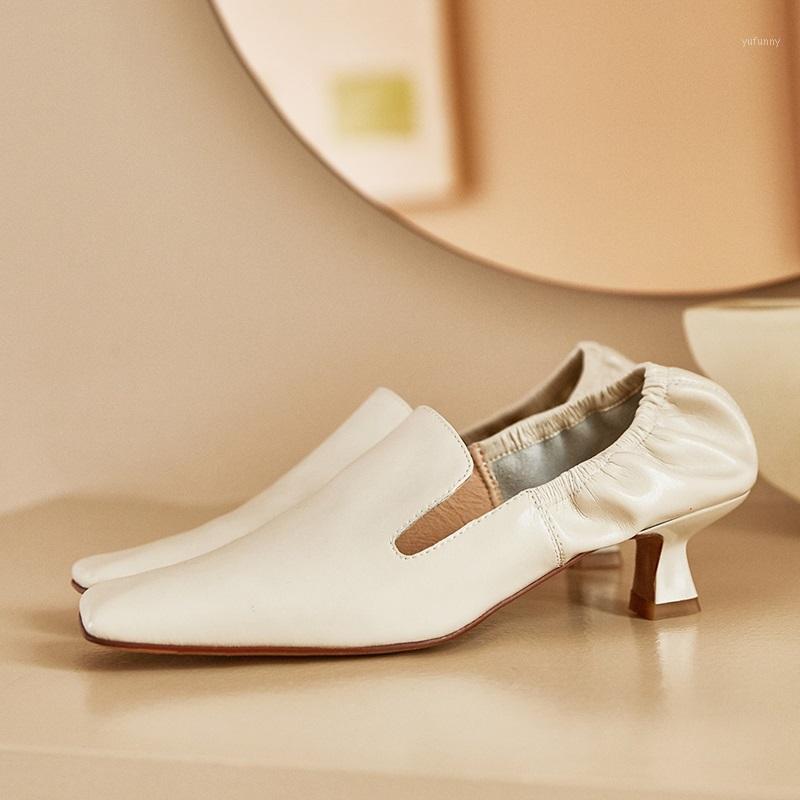 

brand fashion women pumps new elegant sqare toe high heels casual party office lady shoes soft cow leather pumps shoes woman1, Beige