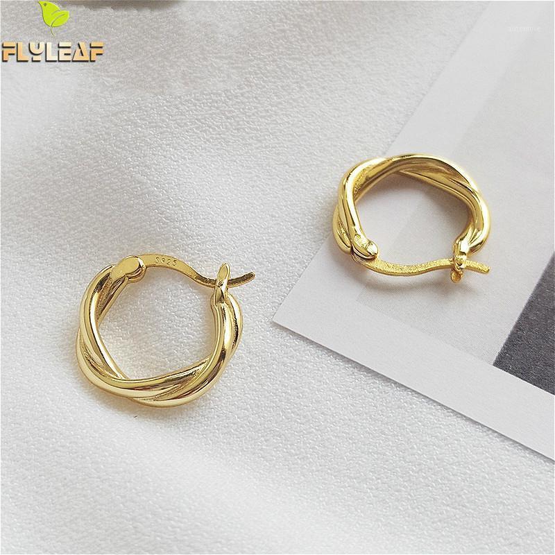 

Flyleaf 925 Sterling Silver Circle Weaving Twisted hoop Earrings For Women High Quality 18k Gold Earings Fashion Jewelry1