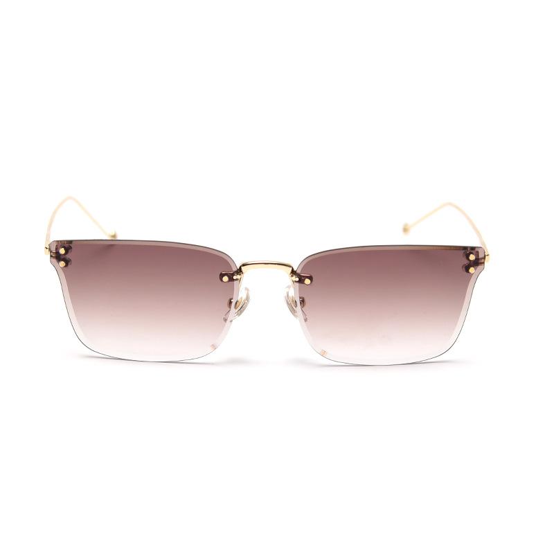 

Oversized Square Rimless Sunglasses Women Brand Designer Flat Top Big Sun Glasses Female One Piece Brown Pink Eyewear UV400 NX