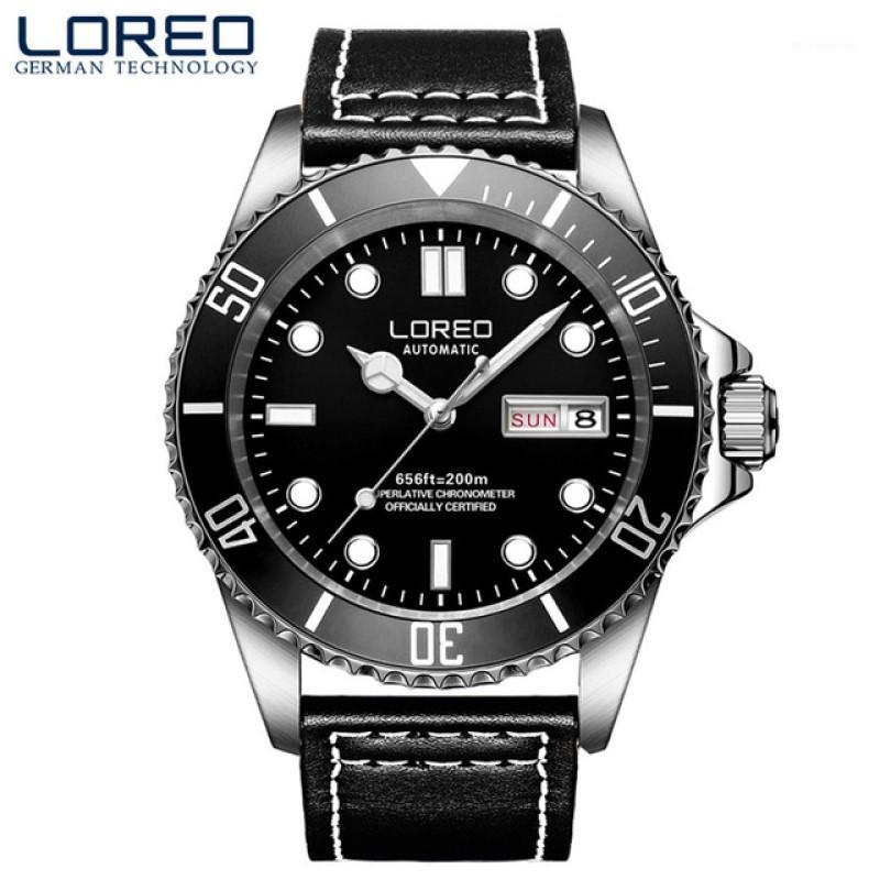 

Horloges mannen 2020 Fashion Automatic Watches men LOREO 200m Waterproof Mechanical Watch Men Sapphire Calendar+Box1, Nylon band 3