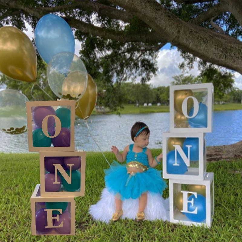 

Baby Shower Decoration Boy Girl First Birthday ONE balloon box baby 1st birthday decorations Kids Ballon Gift Babyshower Supply