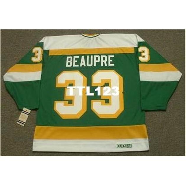 

740 #33 DON BEAUPRE Minnesota North Stars 1985 CCM Vintage k Hockey Jersey or custom any name or number retro Jersey, Green