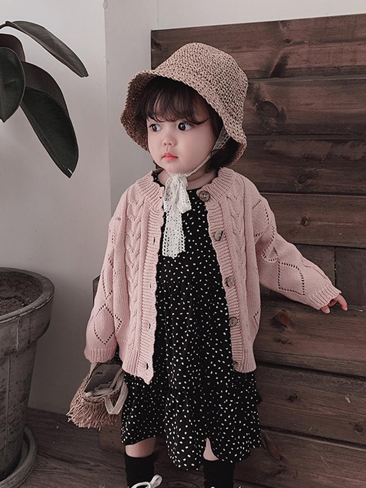 

Girl 2021 Spring Summer New Knitwear Children Long Sleeve Baby Sweater Cardigan Jackets Infants Kids Causal Solid Color Clothes, Pink