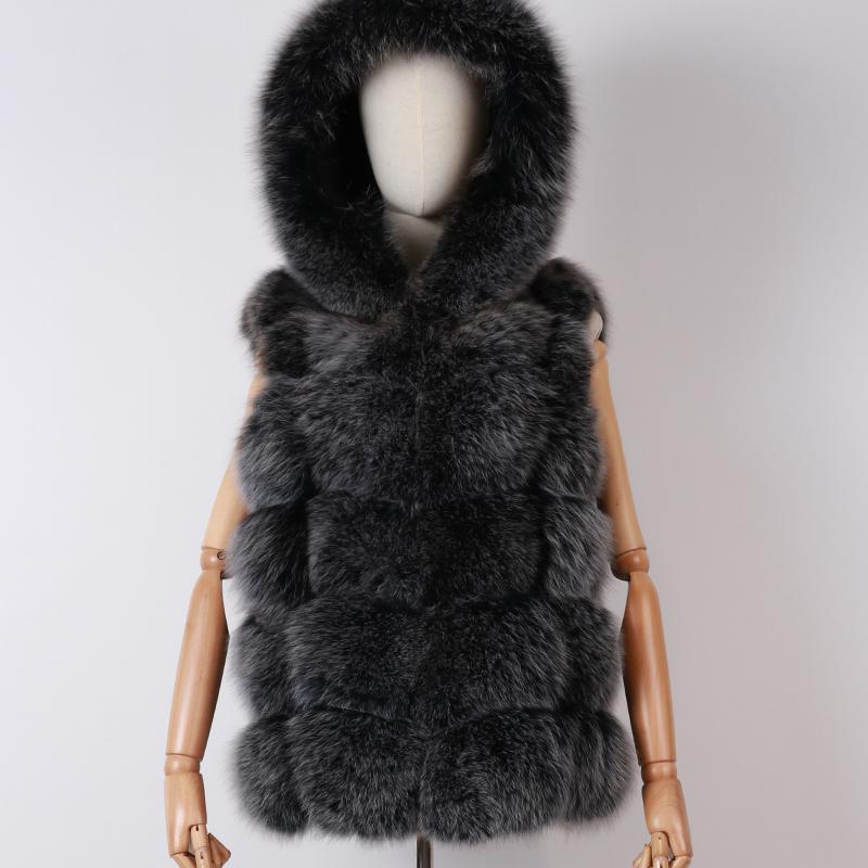 

gilet real ladies women hooded natural fur jacket sleeveless, As picture