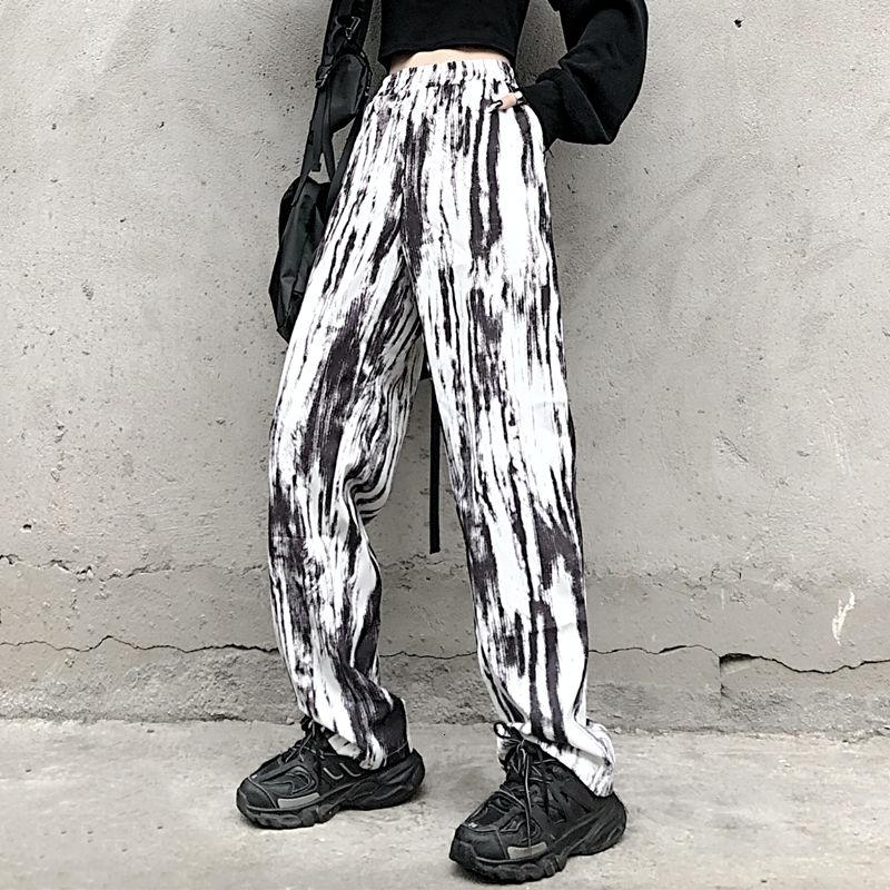 

Korean Wide-leg Pants Men' Fashion Retro Casual Straight Pants Men Streetwear Wild Loose Hip-hop Tie-dye Trousers Mens -XL, Picture color