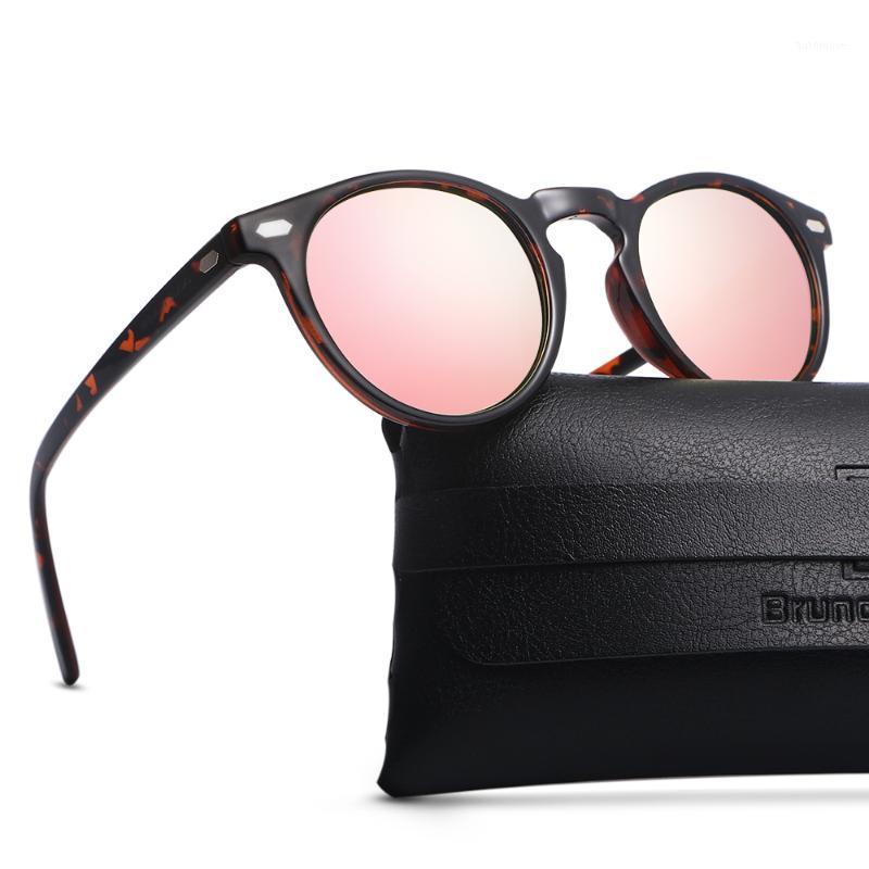 

BRUNO DUNN Round Sunglasses coating Retro Men women Brand Designer Sunglasses Vintage mirrored glasses PINK ray1