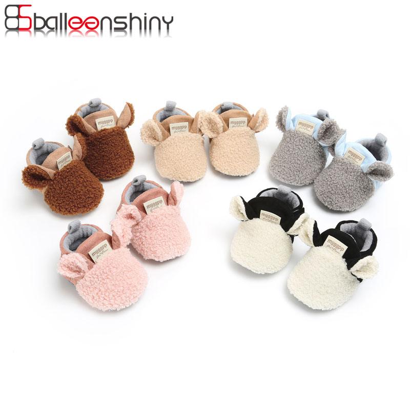 

Balleenshiny Toddler Girl Snow Boots Shoes Newborn Baby Autumn Winter Cotton Warm Soft Sole Plush Prewalker Kids Shoes for -1Y, Brown