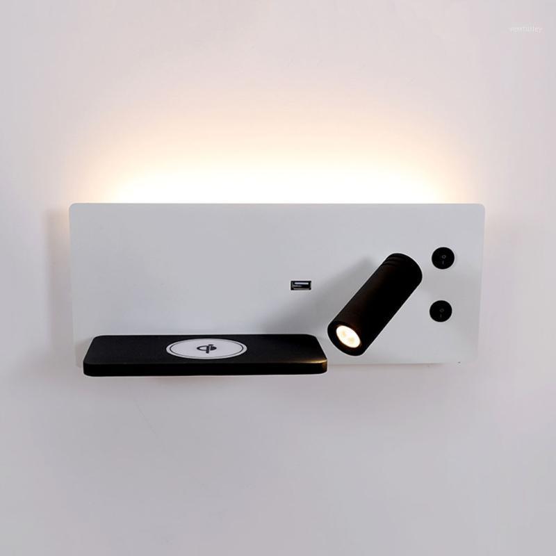 

Reading Light Wall Lamp Led Wireless Charger Hotel Backlit Headboard Adjustable Angle USB Port Phone Shelf Bedside Living Room1