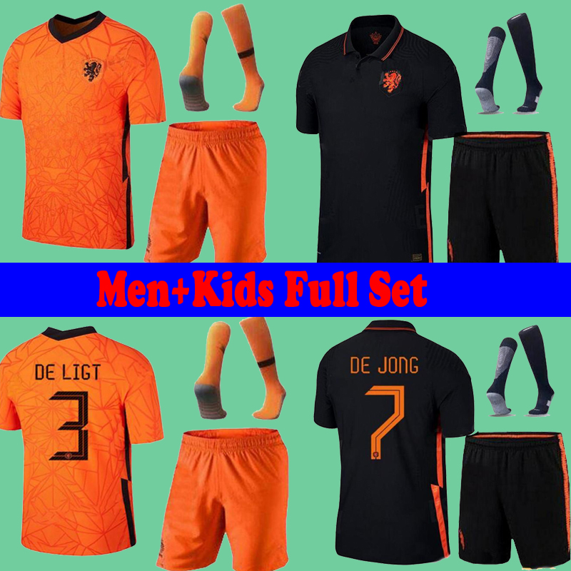 

Men adult Kids netherlands Full Uniform Set kits 20 21 Hollands soccer jersey Shorts Socks VIRGIL DE LIGT MEMPHIS DE JONG AKE Football Shirt, Away black