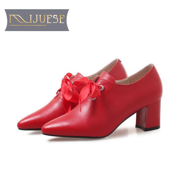 

MLJUESE 2020 women ankle boots red color autumn spring lace up ankle boots female Equestrian party wedding, Black