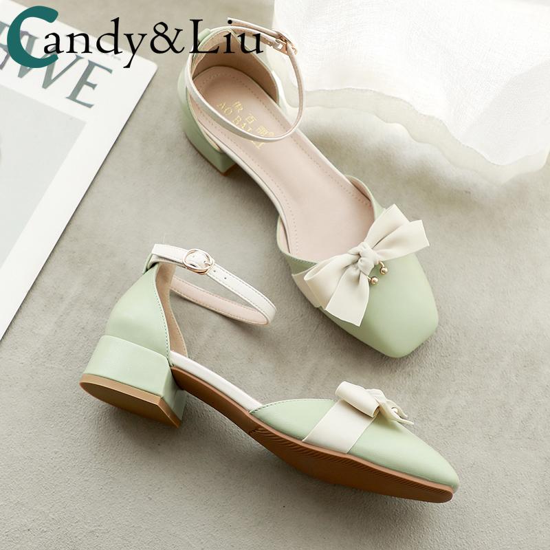 

Girls Sandals Women 2021 New Summer Semi-High Heeled All-match High Heels Chunky Heel Shoes Girls Fairy Wind Gentle Shoes, 3cm heel
